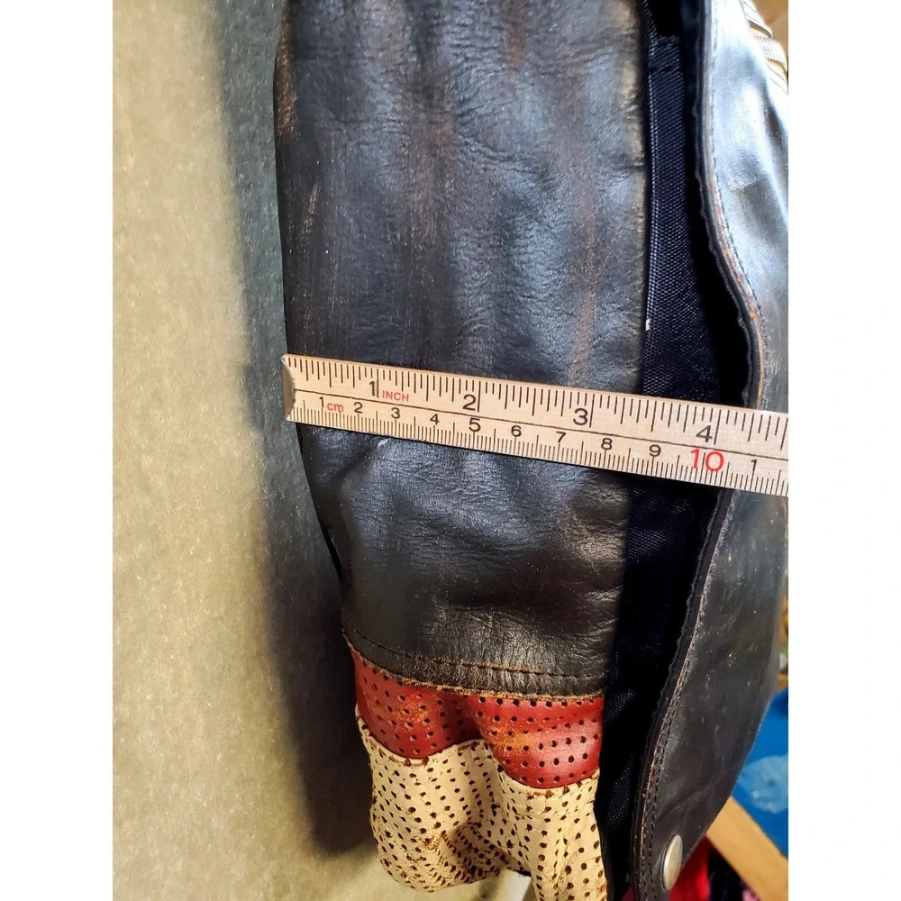 Wilsons Leather M. Julian Distressed Gothic Y2K Messenger Bag Black Brown Red